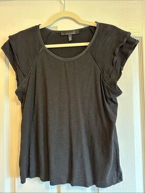 WHBM Women’s Black Short Sleeve Scoop Neck Top